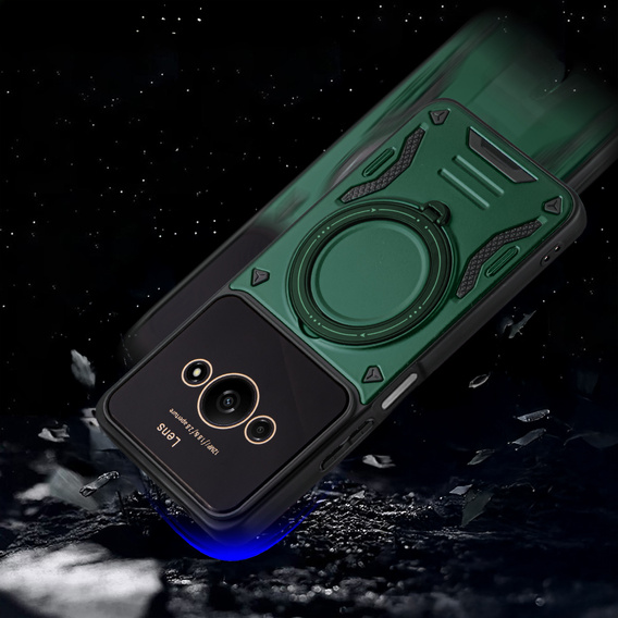 Páncélozott tok a Xiaomi Redmi A3 készülékhez, Magnetic Ring, zöld