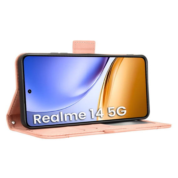 Pattintható tok a Realme 14 5G / Realme 14T 5G, Card Slot, rózsaszín