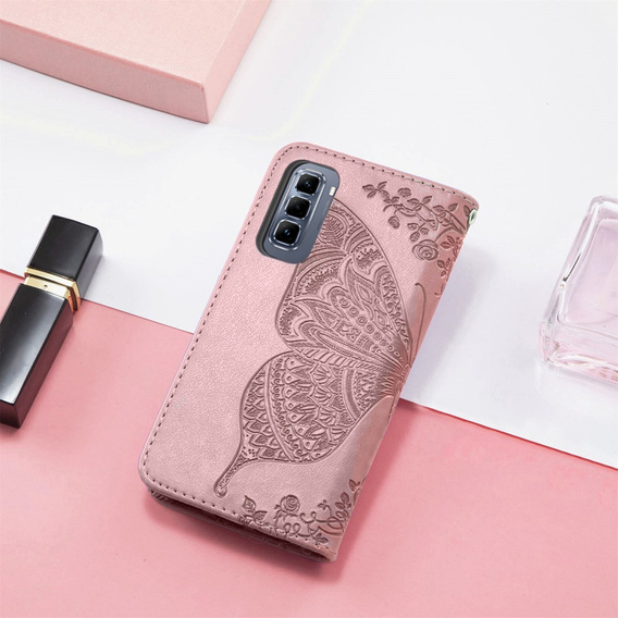 Pattintható tok a Infinix Hot 50 Pro+ 4G, Butterfly, rózsaszín rose gold