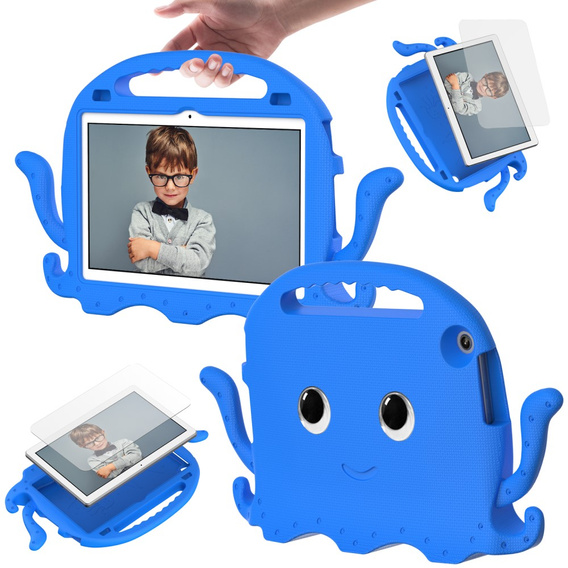 Gyerek tok Lenovo Tab M10 10.1 Gen 3, fogantyúval, polip, kék