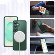 Tok Samsung Galaxy S25-hoz, MagSafe, ERBORD Matt Case, zöld + képernyőüveg