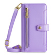 Pattintható tok a iPhone 14 Pro Max, Wallet Zipper Pocket, lila