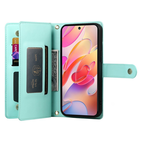 Pattintható tok a Samsung Galaxy A56 5G, Wallet Zipper Pocket, zöld