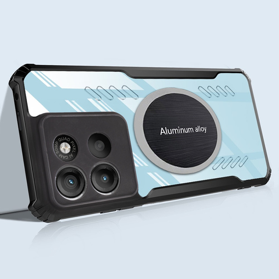 Tok Motorola Moto G15 / Motorola Moto G15 Power, mágneses lemezzel, átlátszó / fekete