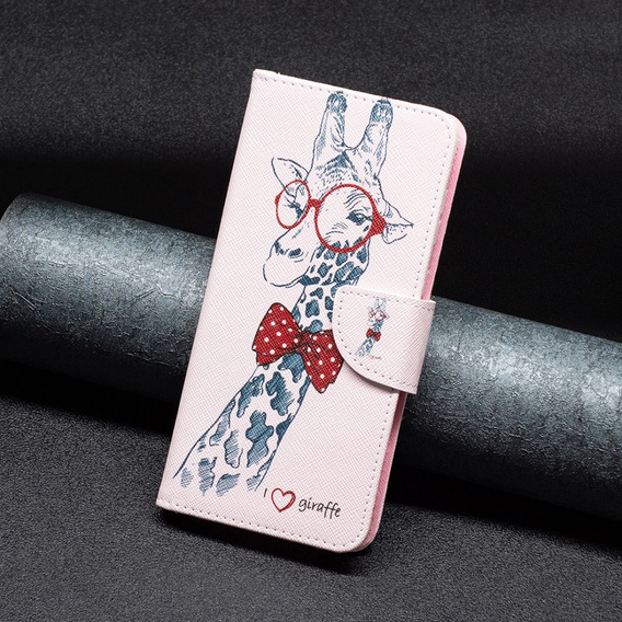 Pattintható tok a Oppo A38 4G / Oppo A18 4G, Wallet, Giraffe rózsaszín