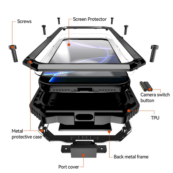 R-JUST páncélozott tok állvánnyal iPhone 17 Pro-hoz
