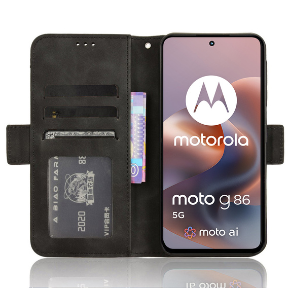 Pattintható tok a Motorola Moto G86 5G, Card Slot, fekete
