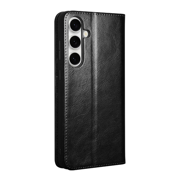 Flip tok Samsung Galaxy S25 FE, QIALINO Leather Wallet, fekete