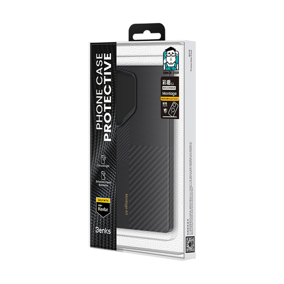BENKS Kevlar tok Samsung Galaxy S25 Ultra, MagSafe, Carbon Fiber, fekete