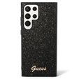 GUESS Telefontok a Galaxy S24 Ultra, Glitter Script Hardcase, fekete