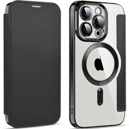 Pattintható tok a iPhone 14 Pro, RFID Wallet MagSafe CamShield, fekete