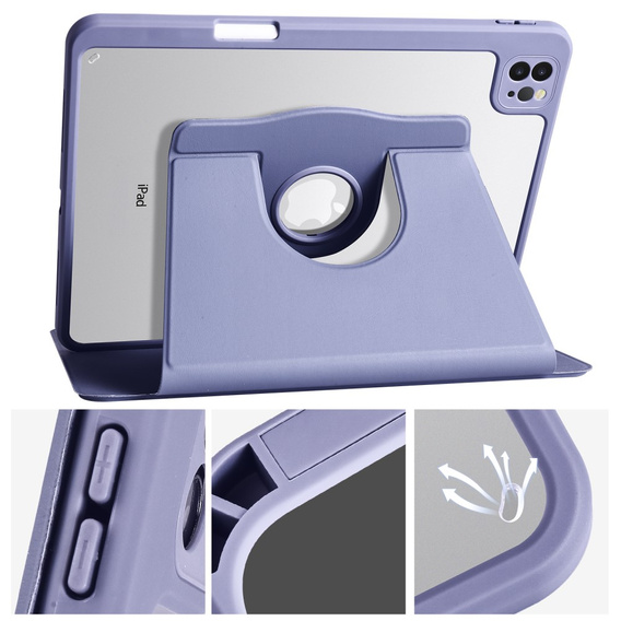 Tok iPad Pro 11" 2022/2021/2020 (4/3/2 gen.), tolltartóval, 360°-os forgatható, lila
