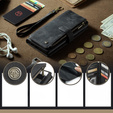 CASEME tok Samsung Galaxy A56 5G, Leather Wallet Cash and Card Slots, pánttal, fekete