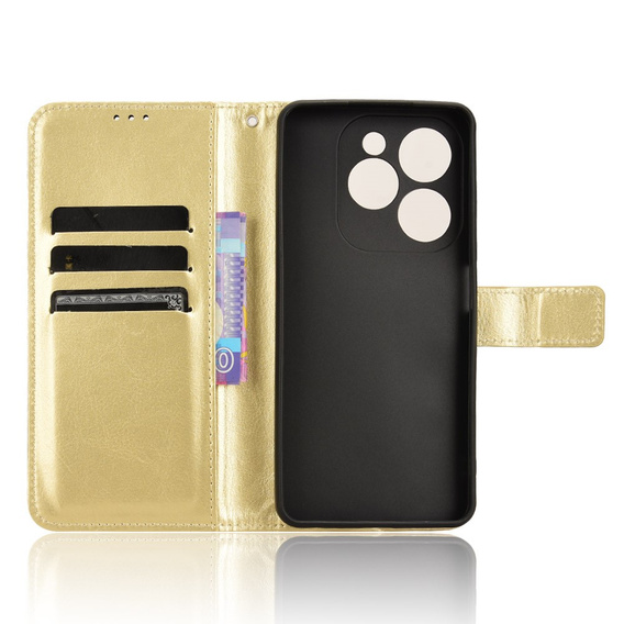 Pattintható tok a Infinix Hot 40i, Crazy Horse Wallet, arany
