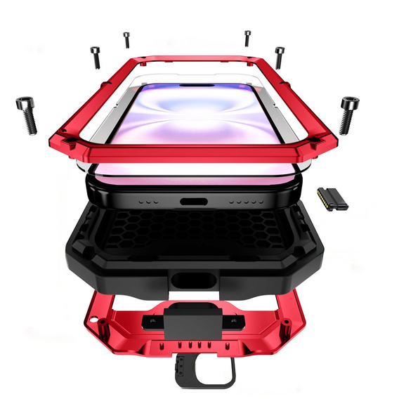 R-JUST páncélozott tok képernyővédővel és állvánnyal iPhone 17-hez