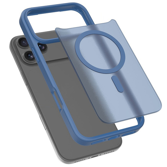 Matt tok iPhone 17 Pro készülékhez, MagSafe-hoz, áttetsző kék