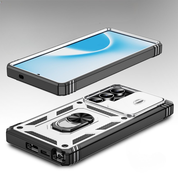 Telefontok a Samsung Galaxy S25 Ultra, KickStand Camera Lens, fehér