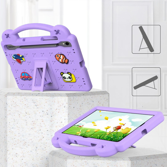 Gyermek tok Samsung Galaxy Tab S10 Lite / S10 FE / S9 FE, Cute Patterns, állvánnyal, lila