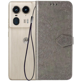 Pattintható tok a Motorola Edge 50 Ultra, Mandala, szürke