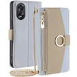 Flip tok Oppo A38 4G / Oppo A18 4G, Wallet Zipper Pocket, tükörrel, kék