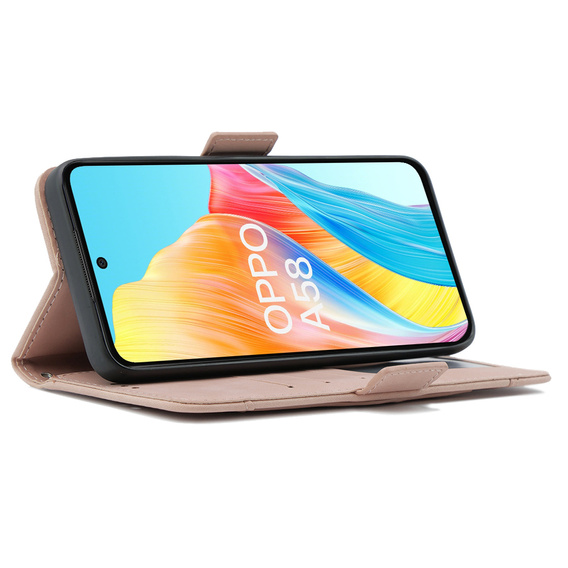Pattintható tok a Oppo A58 4G, Card Slot, rózsaszín