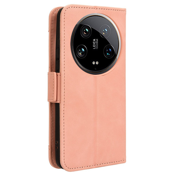 Pattintható tok a Xiaomi 14 Ultra, Card Slot, rózsaszín