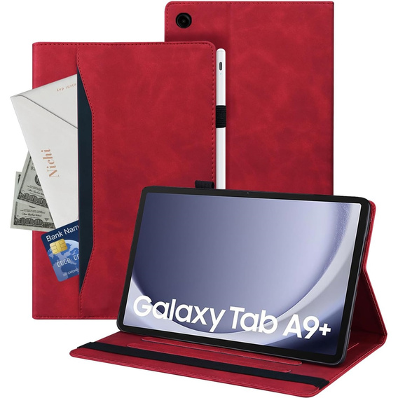 Tok Samsung Galaxy Tab A9+, Classic, tolltartóval, piros