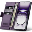 Tok Oppo Reno 12 Pro, ERBORD Glossy Litchi, pénztárca patenttal, lila