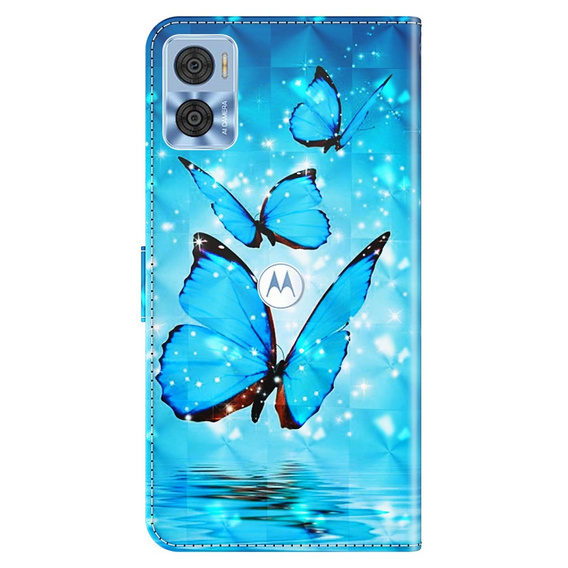 Pattintható tok a Motorola Moto E22 / E22i, Wallet Butterfly, kék