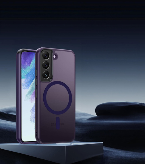 Tok Samsung Galaxy S21-hoz, MagSafe, ERBORD Matt Case, sötétlila + képernyőüveg