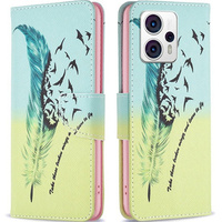 Pattintható tok a Motorola Moto G53 5G / G23 / G13, Wallet, feather, kék