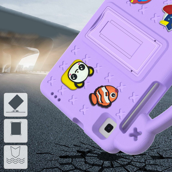 Gyermek tok Samsung Galaxy Tab A7 Lite 8.7 T220/T225, Cute Patterns, állvánnyal, lila