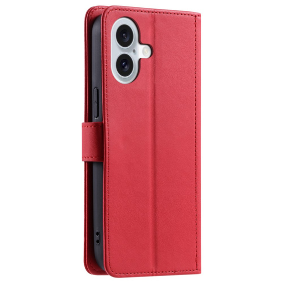 Flap tok iPhone 16 Plus, Rhombus Crossbody Leather, piros
