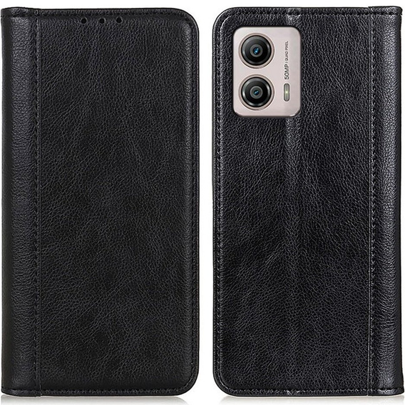 Pattintható tok Motorola Moto G53 / G23 / G13, Split Leather, fekete