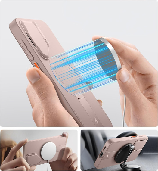 Tok Samsung Galaxy S25+ Plus készülékhez, Suritch Shockproof, MagSafe, rózsaszín
