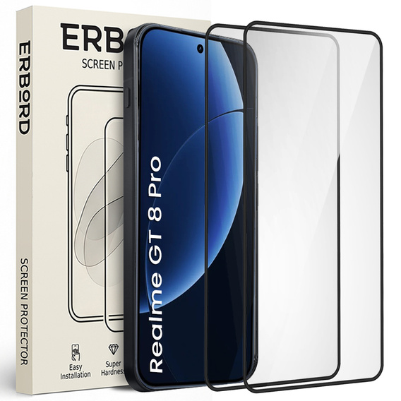 2x ERBORD 3D edzett üveg a Realme GT 8 Pro készülékhez