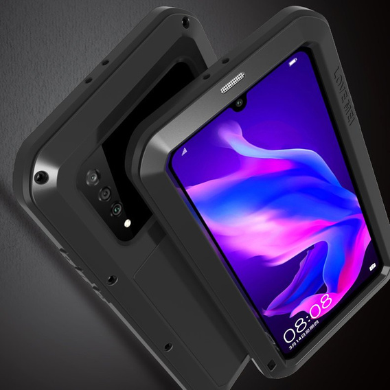Love Mei Telefontok a Huawei P30 Lite/ Nova 4e, armored with glass, fekete