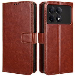 Pattintható tok a Xiaomi Poco F6 Pro, Crazy Horse Wallet, barna