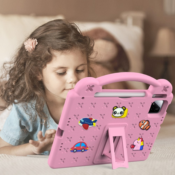 Gyermek tok Xiaomi Pad 7 / 7 Pro, Cute Patterns, állvánnyal, rózsaszín