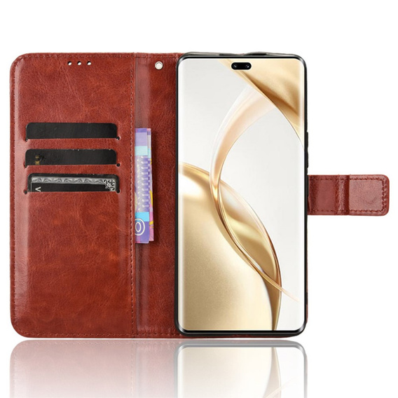 Pattintható tok a Honor 200 Pro 5G, Crazy Horse Wallet, barna