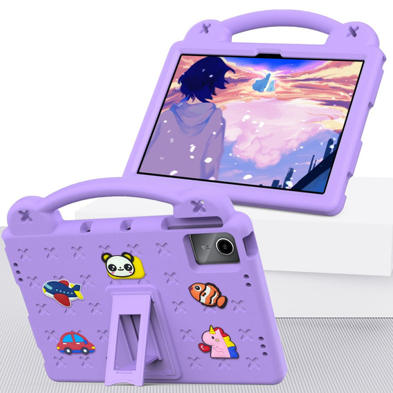 Gyermek tok Lenovo Tab M11, Cute Patterns, állvánnyal, lila
