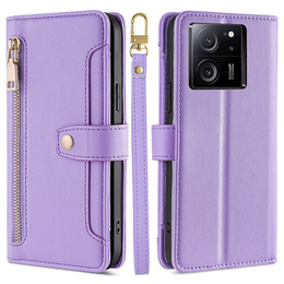 Pattintható tok a Xiaomi 13T / 13T Pro / Redmi K60 Ultra, Wallet Zipper Pocket, lila