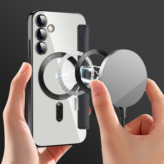 Pattintható tok a Samsung Galaxy S23 FE, RFID Wallet MagSafe CamShield, fekete