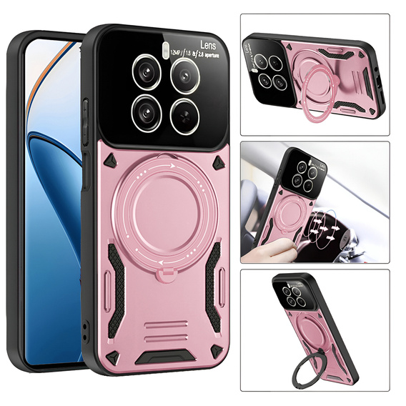 Páncélozott tok a Realme 12 Pro 5G / 12 Pro+ 5G készülékhez, Magnetic Ring, rózsaszín