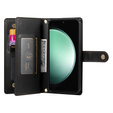Pattintható tok a Samsung Galaxy S25 Edge, Wallet Zipper Pocket, fekete