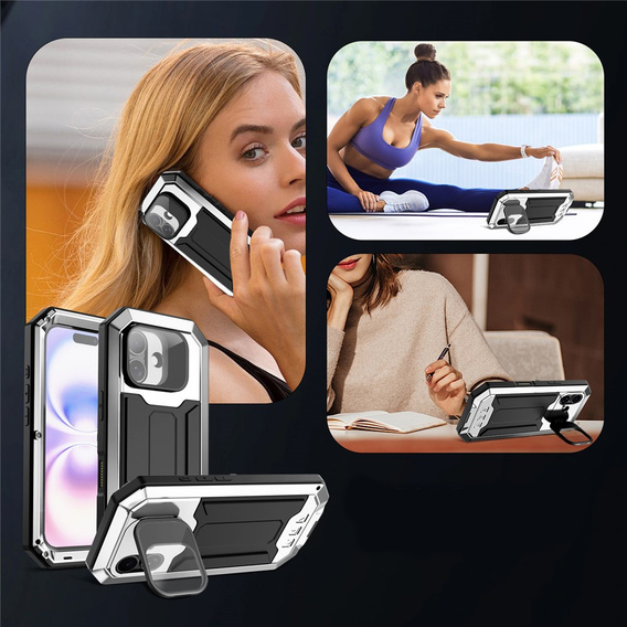 R-JUST páncélozott tok képernyővédővel és állvánnyal iPhone 17-hez