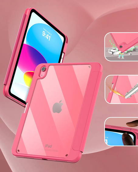 Tok iPad 11" 2025 A16 (11 gen.) / iPad 10.9" 2022 (10 gen.), Smartcase Hybrid, tolltartó résszel, rózsaszín