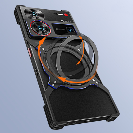 Tok ZTE nubia Z60 Ultra, Kickstand Bumper, lencsevédővel, MagSafe-hoz, fekete / piros