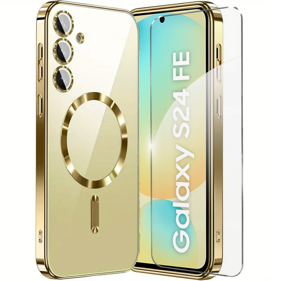 Tok Samsung Galaxy S24 FE-hoz, Electro MagSafe, arany + üveg a képernyőhöz