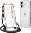 Tok zsinórral iPhone 16-hoz, ERBORD MagSafe, átlátszó + képernyőüveg